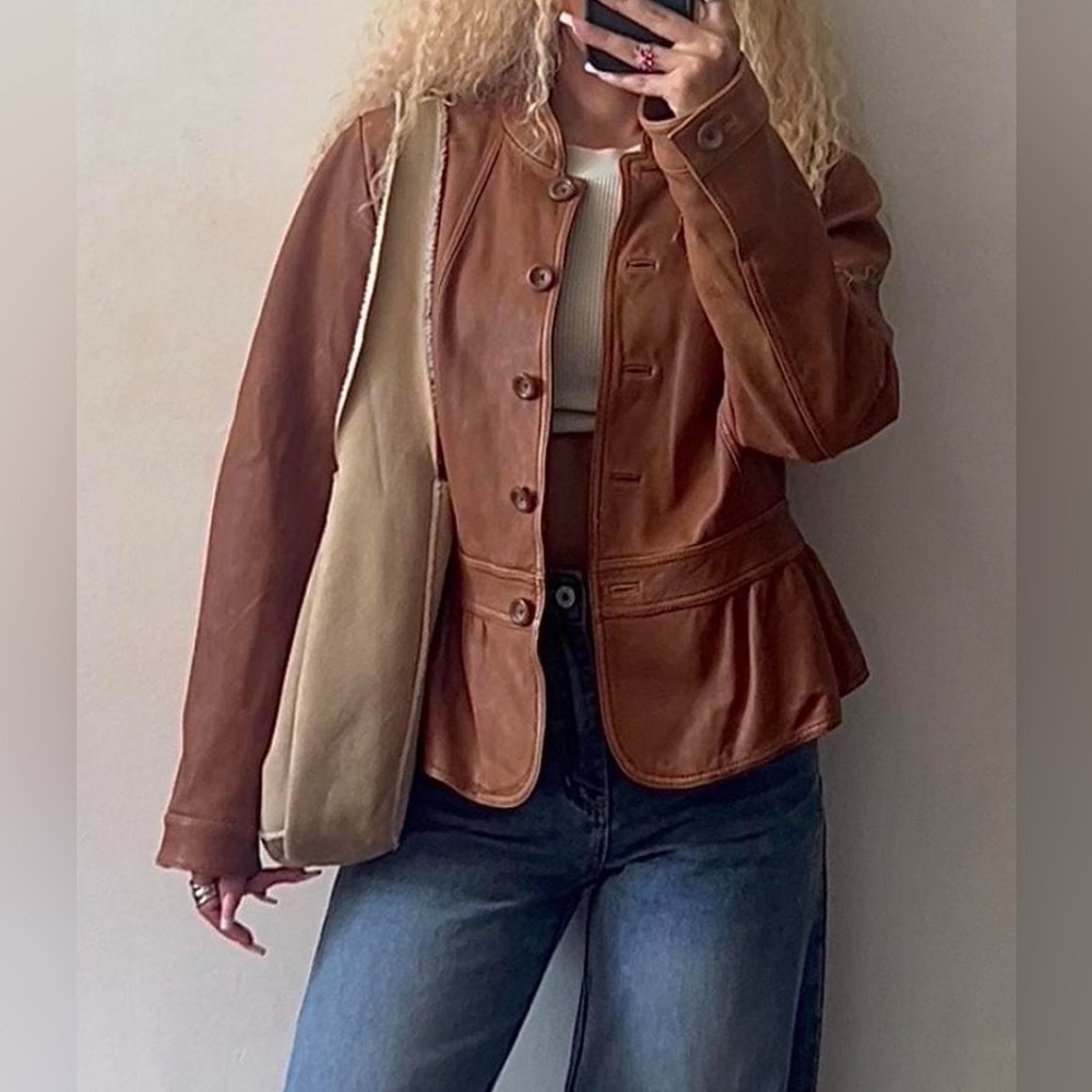a.n.a Women's Tan Leather Jacket